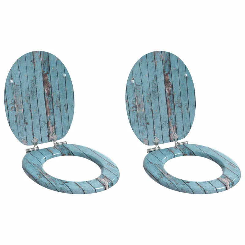 Minkštai užsidarantis tualeto dangtis 2 pcs Mėlyna 44 x 38 cm