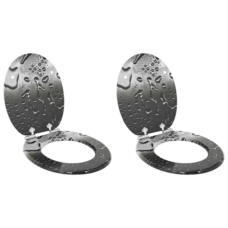 Minkštai užsidarantis tualeto dangtis 2 pcs Pilka 44 x 38 cm