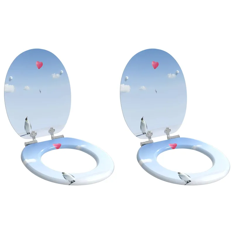Minkštai užsidarantis tualeto dangtis 2 pcs Mėlyna 44 x 38 cm