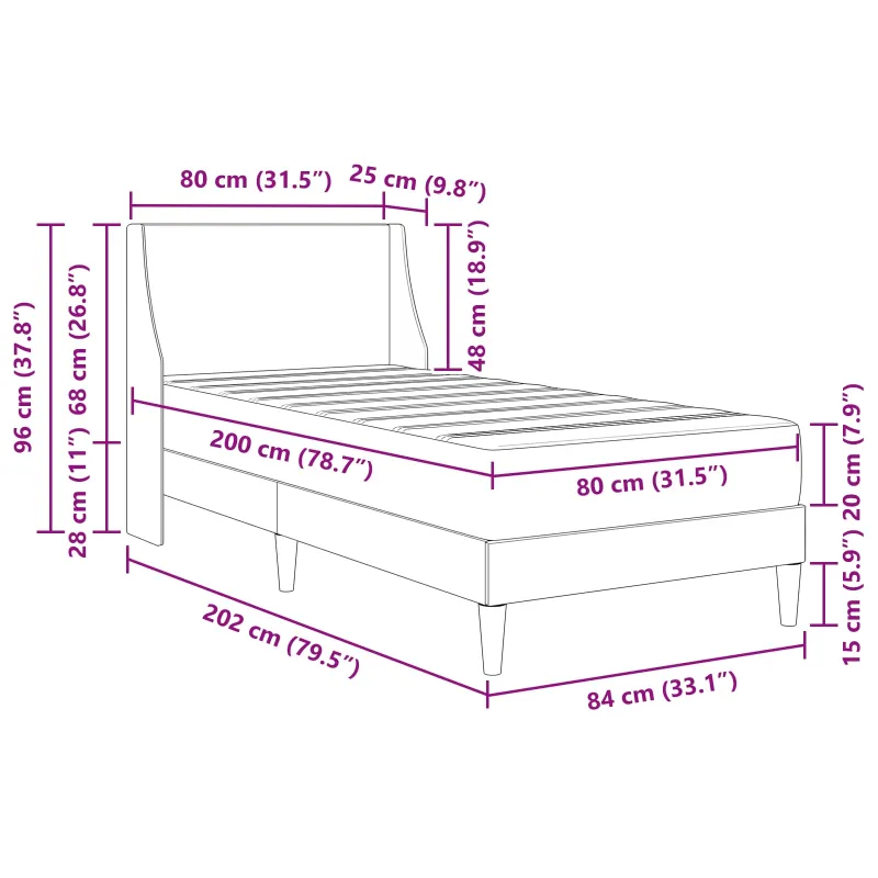 Lovos rėmas su čiužiniu Mėlyna 80x 200 cm Poliesteris