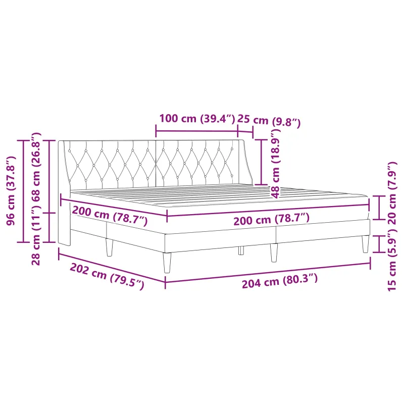 Lovos rėmas su čiužiniu Šviesiai pilka 200 x 200 cm Aksomas