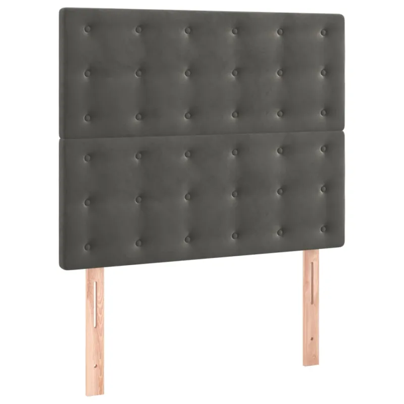 Lova su spyruoklėmis ir čiužiniu, pilka, 100x200 cm, aksomas