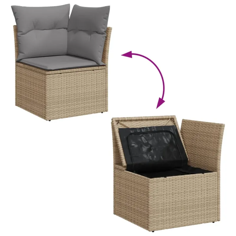 Sofakokonaisuus tyynyine, 10 osaa, hiekka, polyratasta