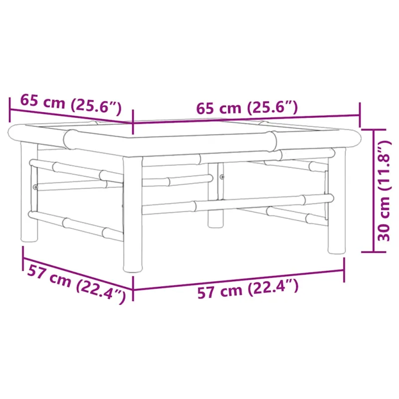Sodo stalas, 65x65x30cm, bambukas