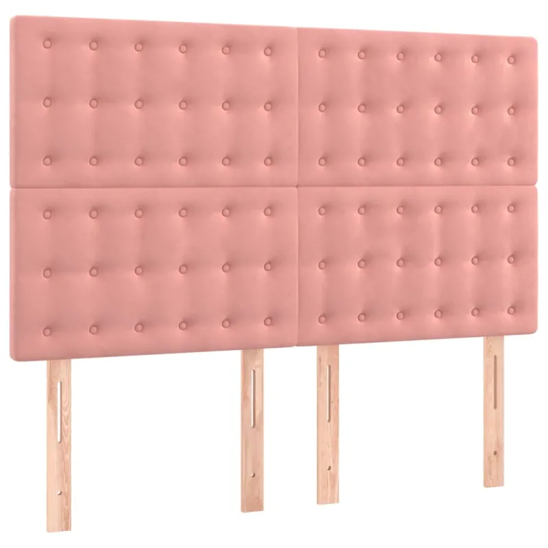 Lova su spyruoklėmis ir čiužiniu, rožinė, 140x200 cm, aksomas