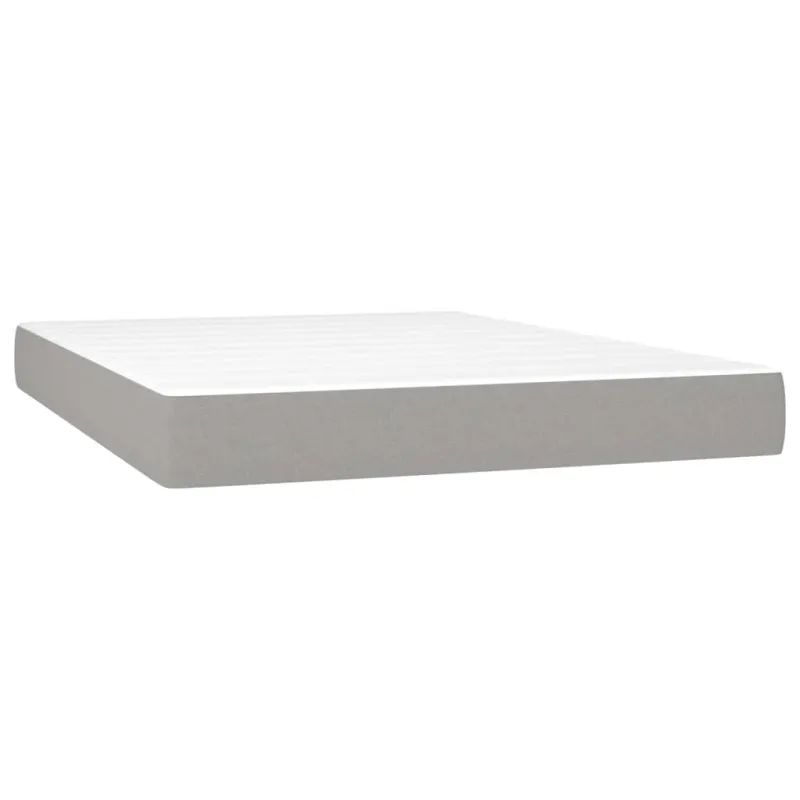 Lova su spyruoklėmis/čiužiniu/LED, pilka, 140x200 cm, audinys