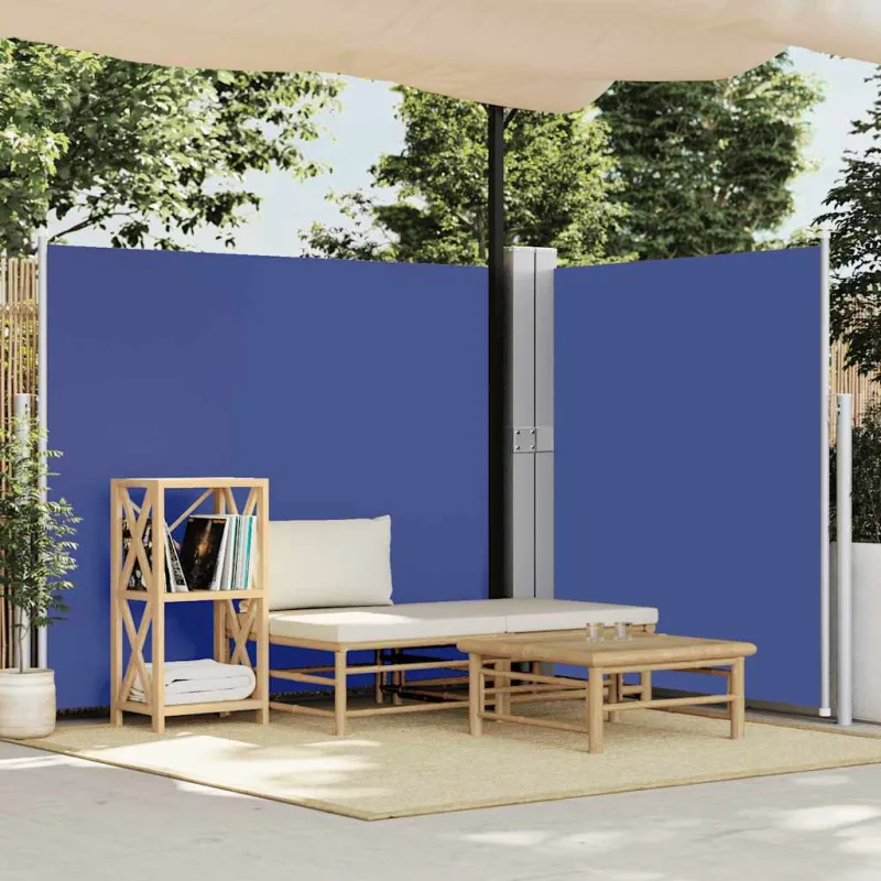 Ištraukiama šoninė kiemo pertvara, mėlynos spalvos, 170x1200cm