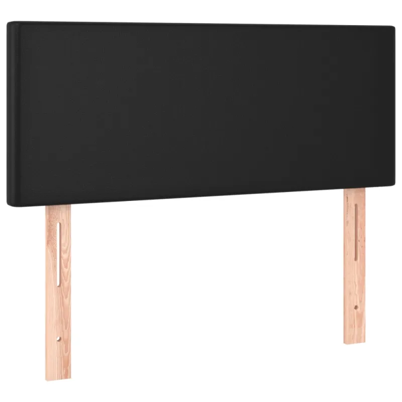 Lova su spyruoklėmis/čiužiniu/LED, juoda 100x200cm dirbtinė oda
