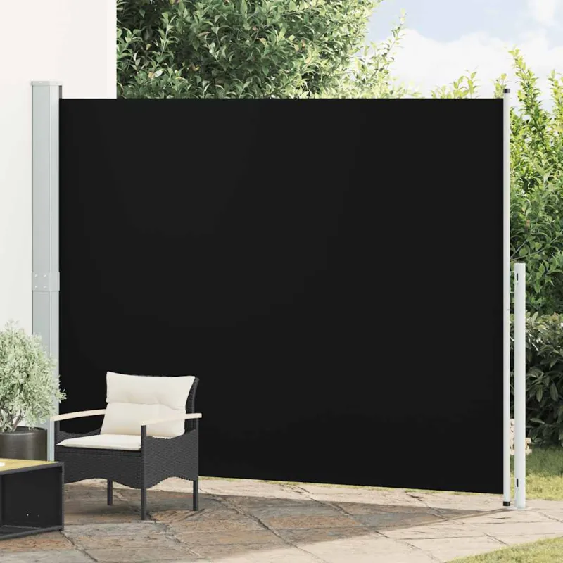 Ištraukiama šoninė kiemo pertvara, juodos spalvos, 220x300cm
