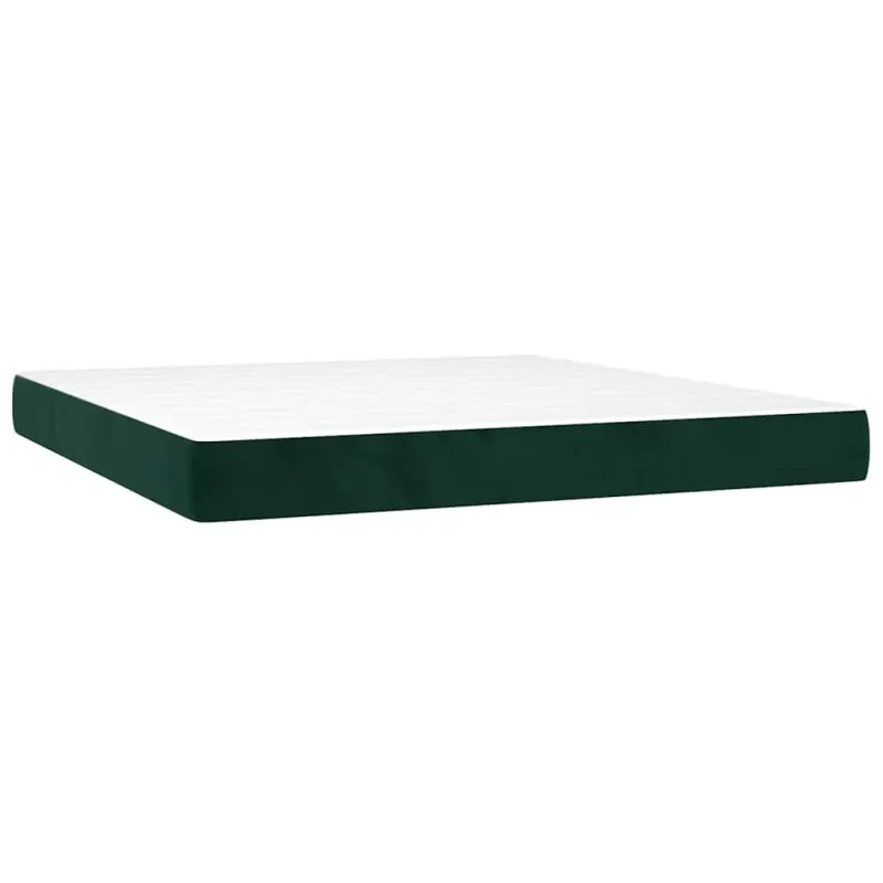 Lova su spyruokliniu/čiužiniu/LED, tamsiai žalia, 180x200cm, aksominė