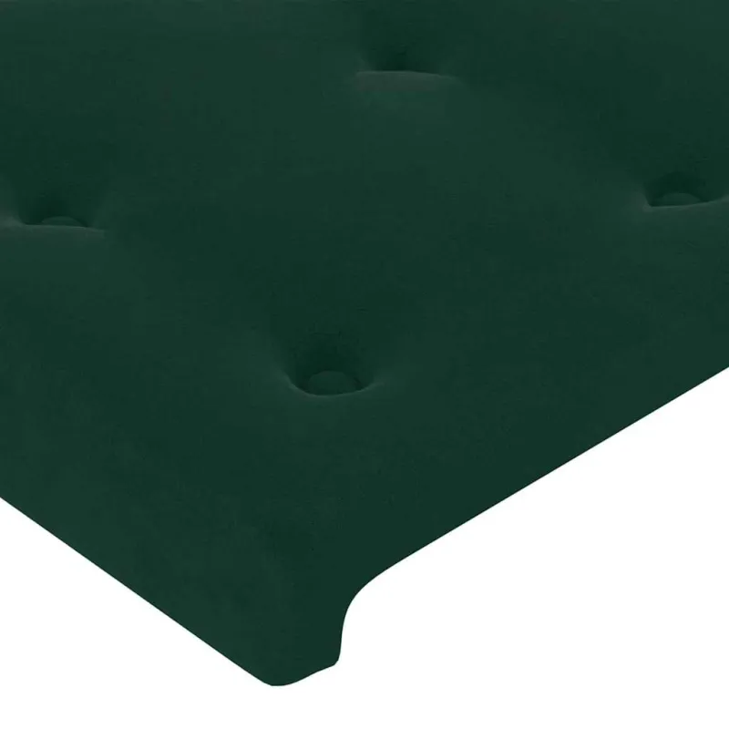 Lova su spyruokliniu/čiužiniu/LED, tamsiai žalia, 80x200cm, aksominė