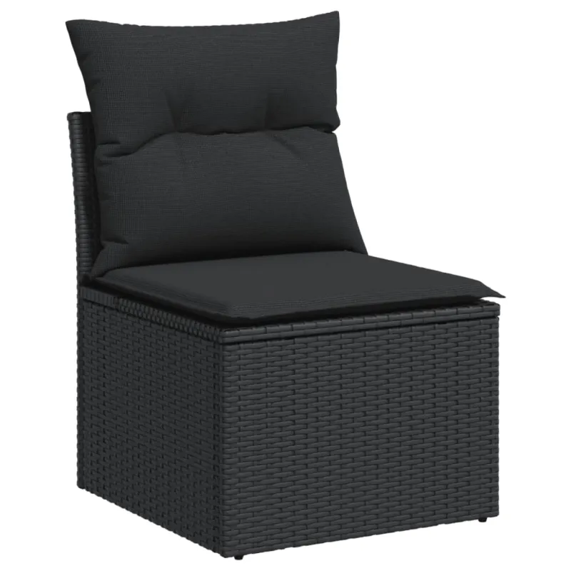 Sofos komplekti, 13 osaa, juoda, polyratasta, tyynyillä