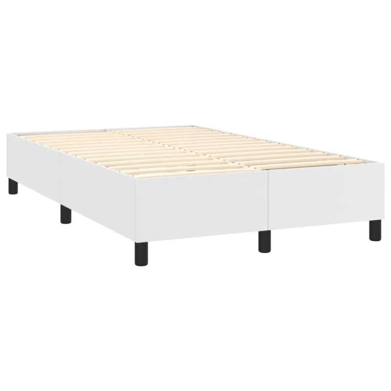 Lova su spyruoklėmis/čiužiniu/LED, balta 120x200cm dirbtinė oda