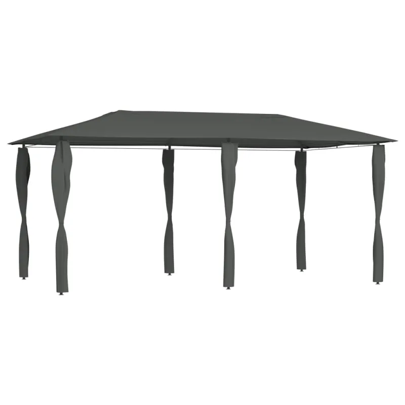 Pavėsinė su stulpų uždangalais antracito 2,98x5,3x2,59m 160g/m²