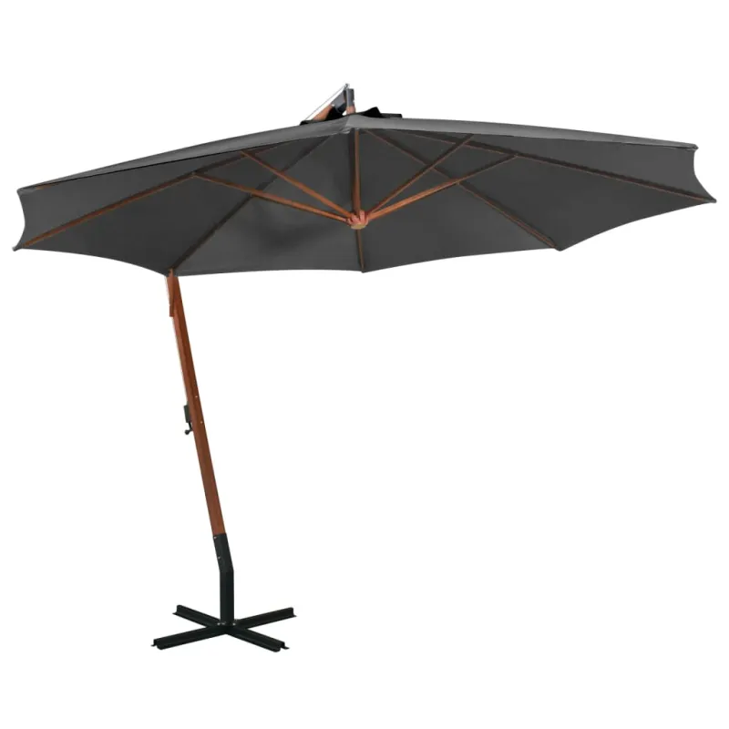 Kabantis sodo skėtis su stulpu, antracito, 3,5x2,9m, eglė
