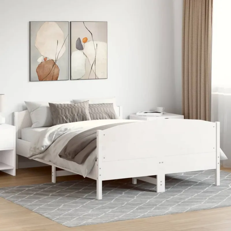 Lovos rėmas be čiužinio, baltas, 160x200cm, pušies masyvas