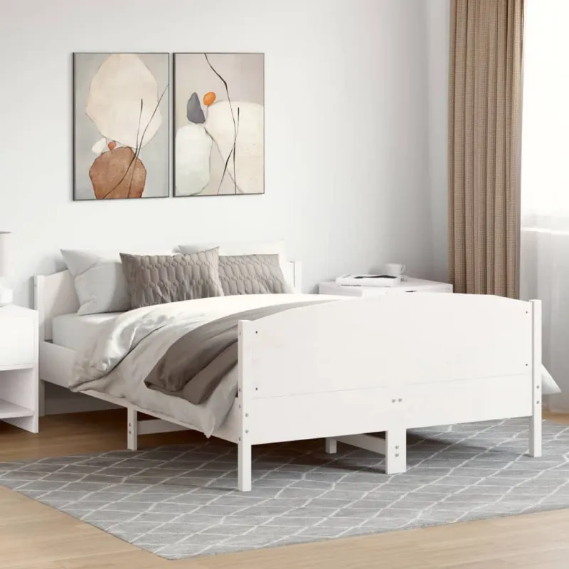 Lovos rėmas be čiužinio, baltas, 120x200cm, pušies masyvas