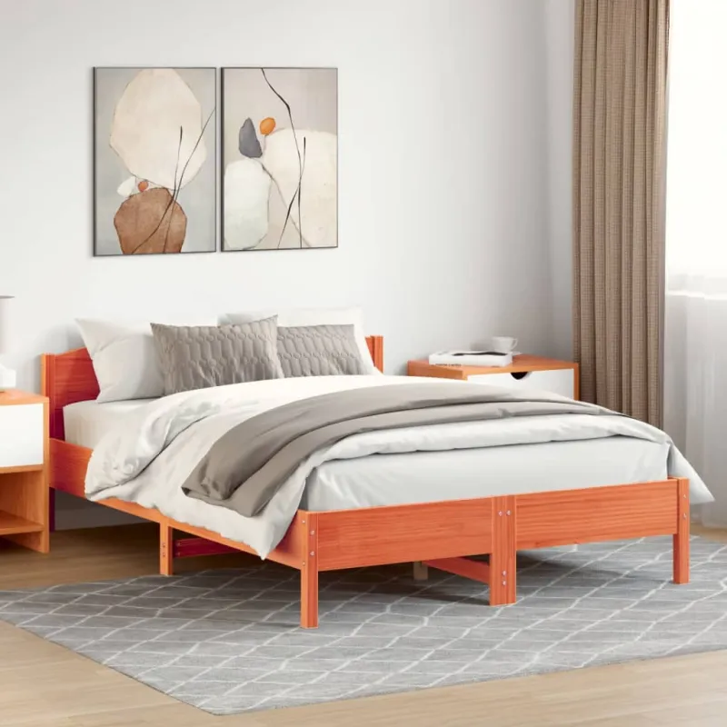 Lovos rėmas be čiužinio, vaško rudas, 150x200cm, pušies masyvas