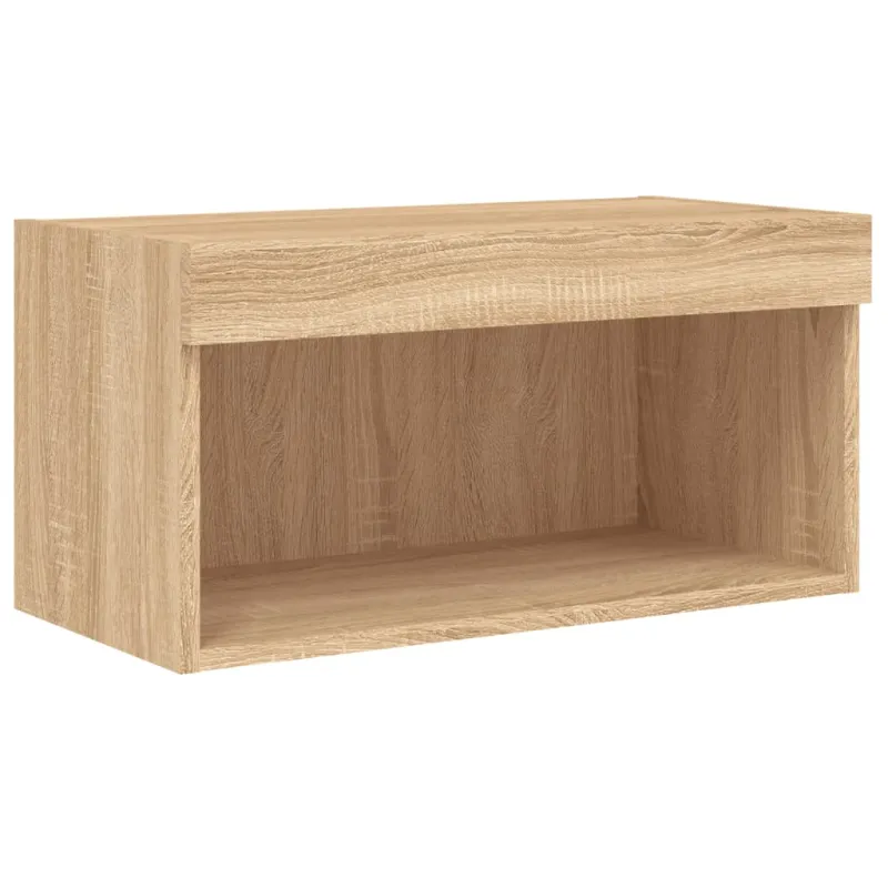 Sieninė TV sekcija su LED, 6 dalių, ąžuolo, apdirbta mediena