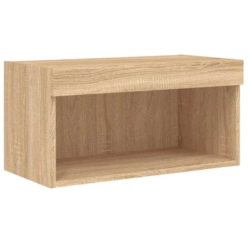 Sieninė TV sekcija su LED, 6 dalių, ąžuolo, apdirbta mediena