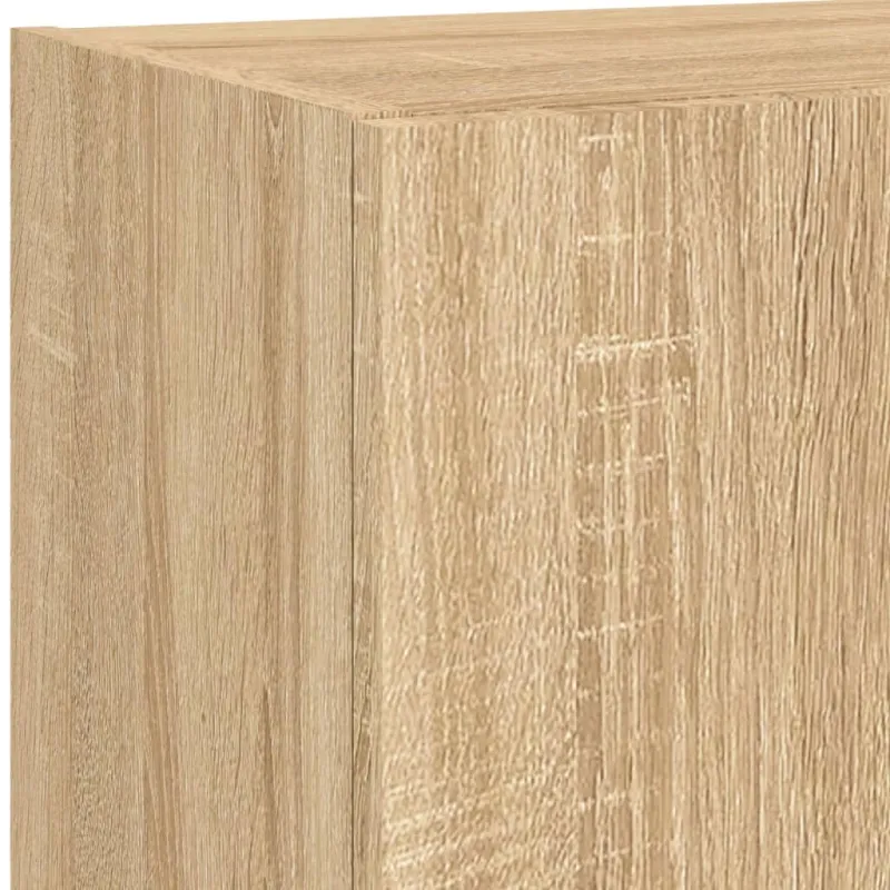 Sieninė TV sekcija su LED, 4 dalių, ąžuolo, apdirbta mediena
