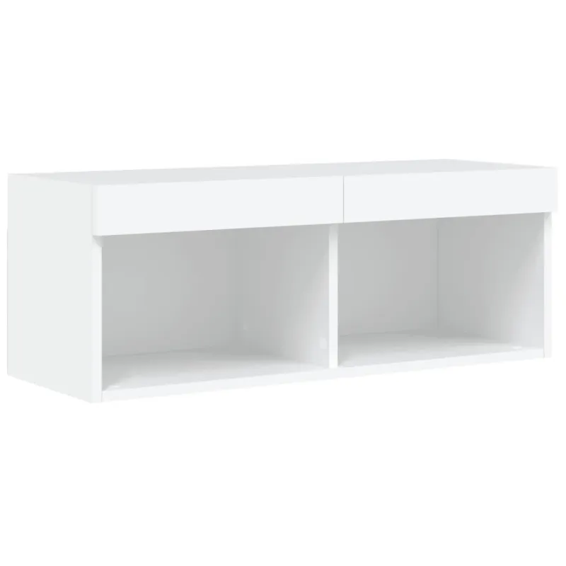 Sieninė TV sekcija su LED, 4 dalių, balta, apdirbta mediena