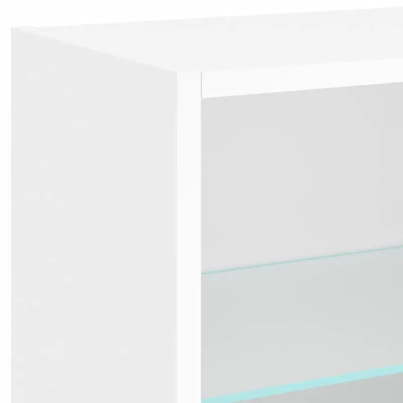 Sieninė TV sekcija su LED, 8 dalių, balta, apdirbta mediena