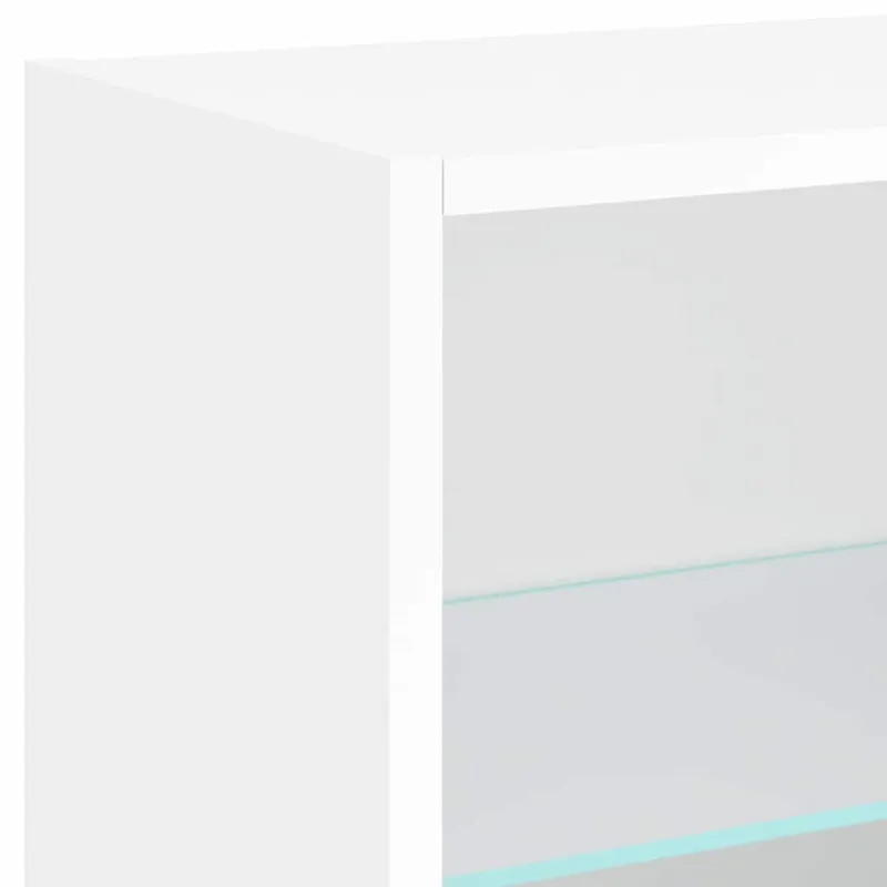 Sieninė TV sekcija su LED, 5 dalių, balta, apdirbta mediena