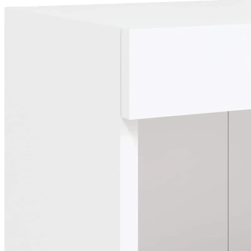 Sieninė TV sekcija su LED, 5 dalių, balta, apdirbta mediena