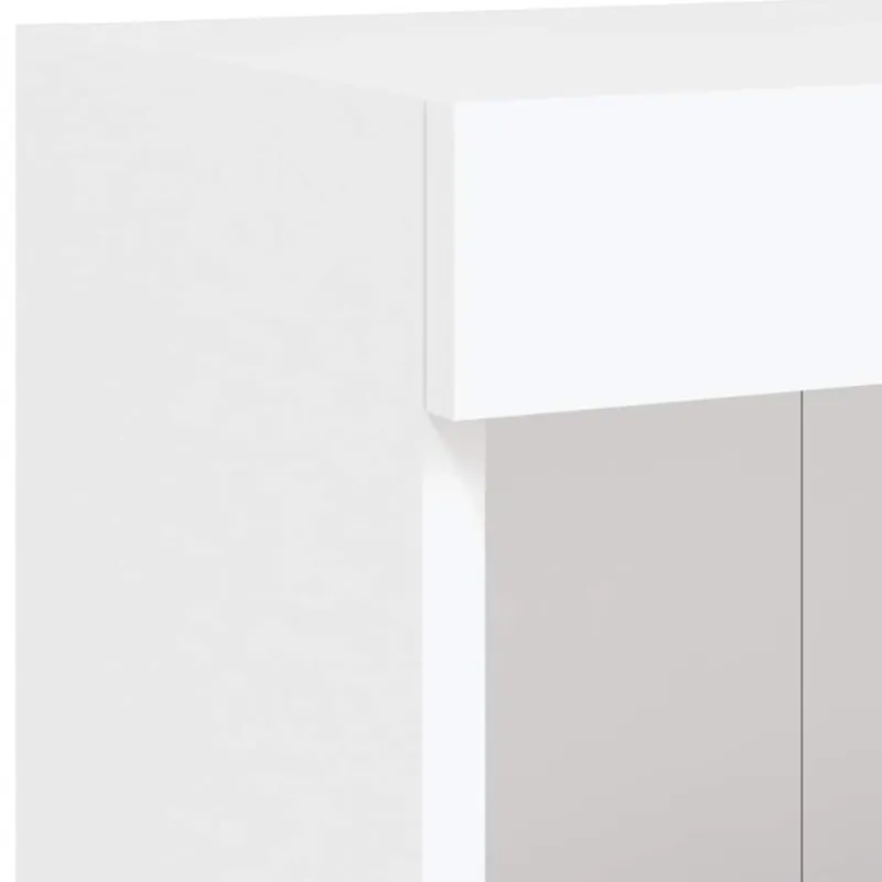 Sieninė TV sekcija su LED, 5 dalių, balta, apdirbta mediena