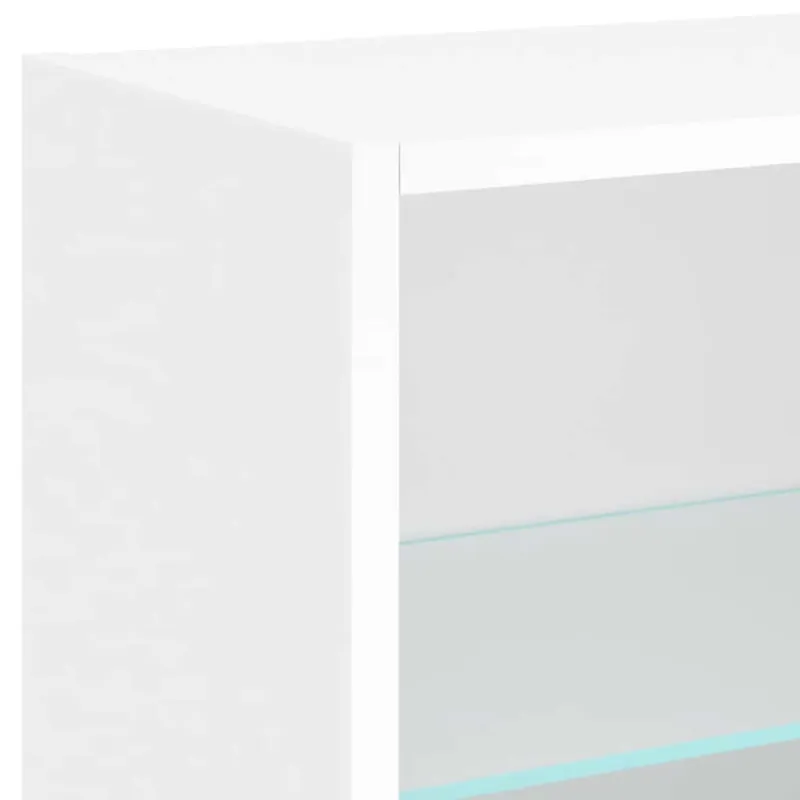 Sieninė TV sekcija su LED, 5 dalių, balta, apdirbta mediena
