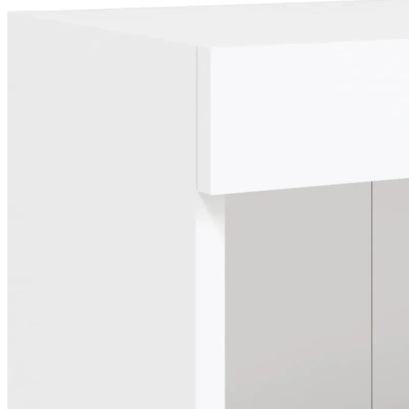 Sieninė TV sekcija su LED, 5 dalių, balta, apdirbta mediena