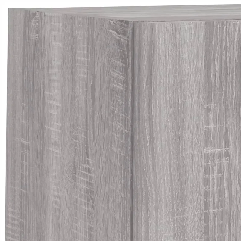 Sieninė TV sekcija su LED, 6 dalių, pilka ąžuolo, mediena