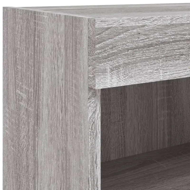 Sieninė TV sekcija su LED, 6 dalių, pilka ąžuolo, mediena