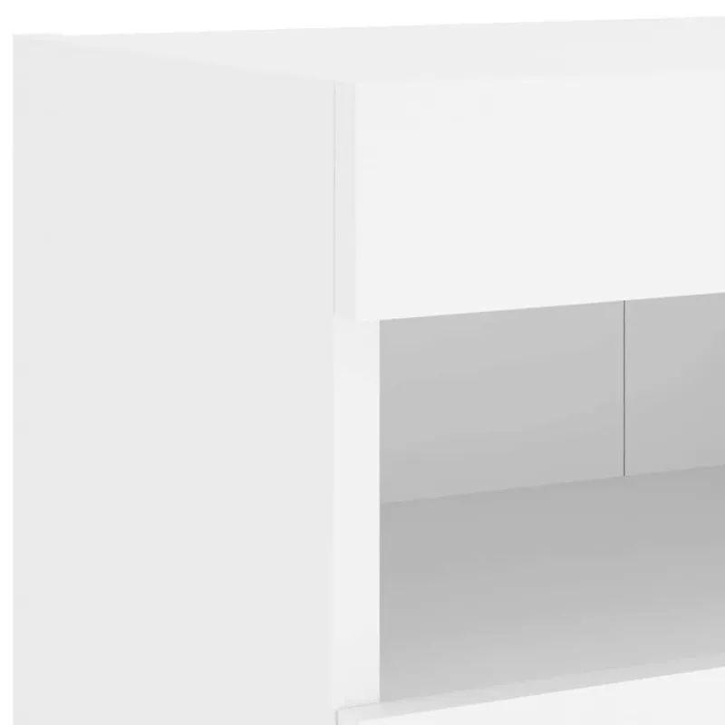 Sieninė TV sekcija su LED, 4 dalių, balta, apdirbta mediena