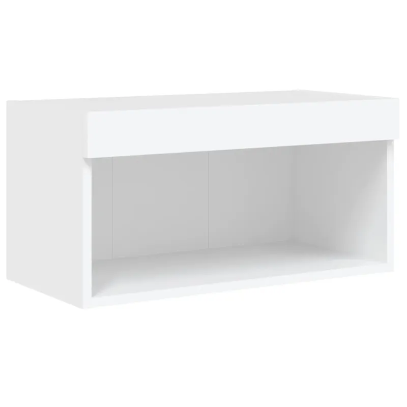 Sieninė TV sekcija su LED, 5 dalių, balta, apdirbta mediena