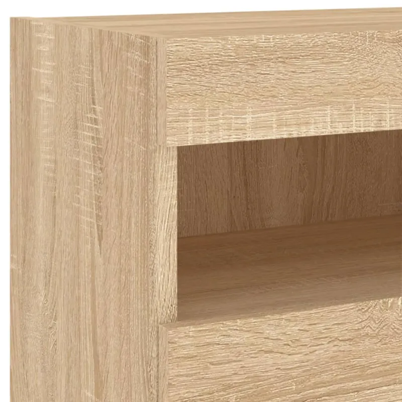 Sieninė TV sekcija su LED, 5 dalių, ąžuolo, apdirbta mediena