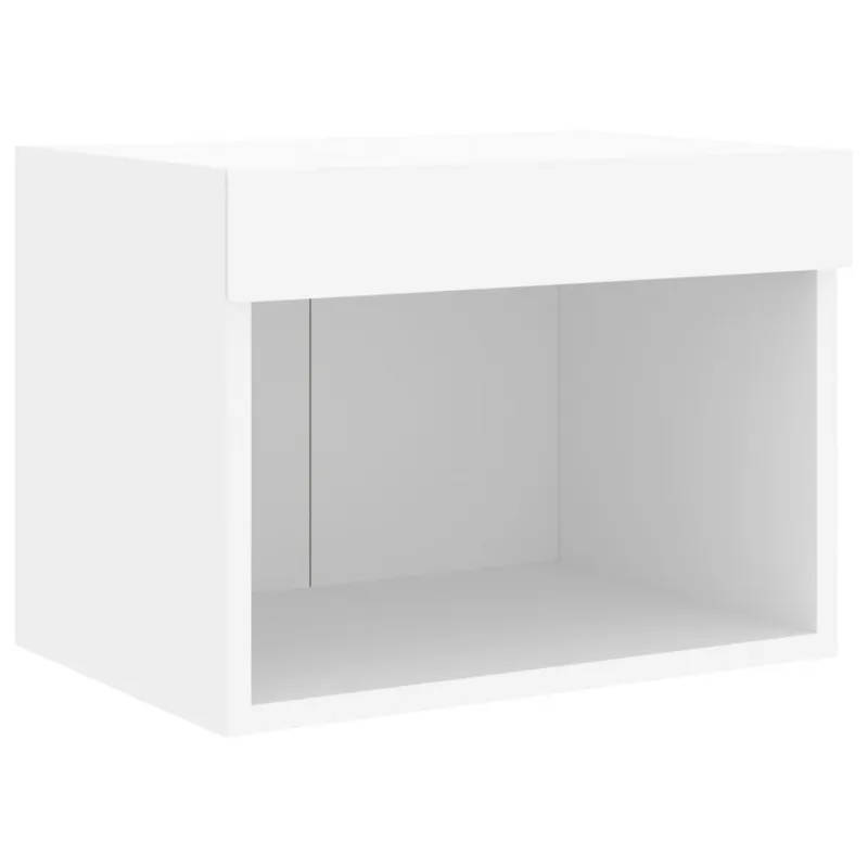 Sieninės TV spintelės su LED lemputėmis, 7vnt., baltos spalvos