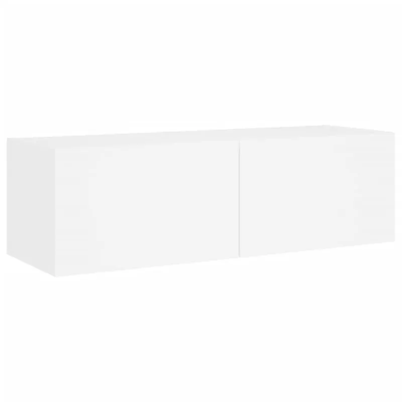 Sieninės TV spintelės su LED lemputėmis, 5 dalių, baltos