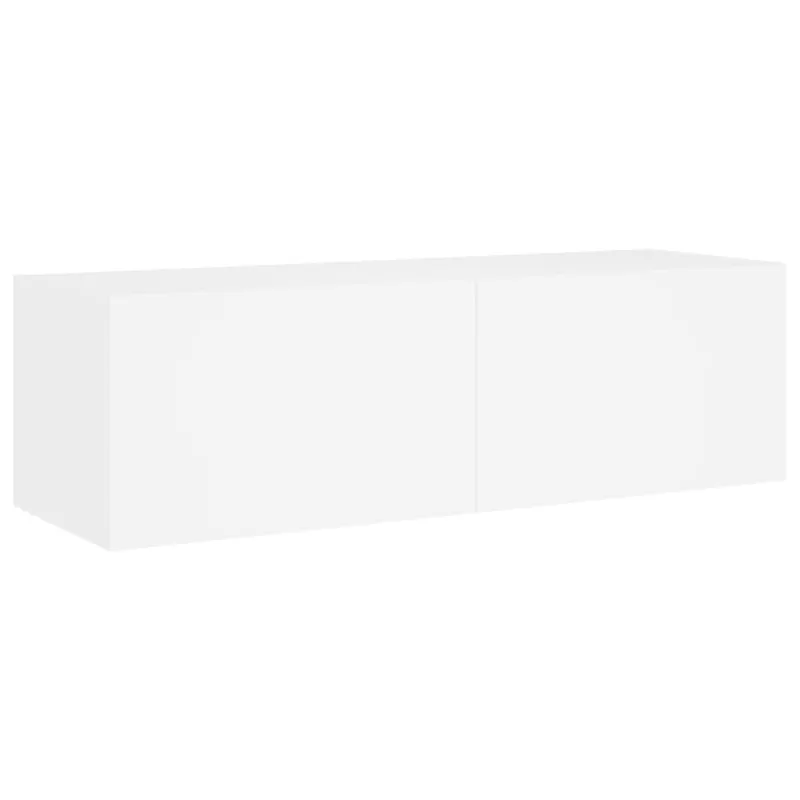 Sieninės TV spintelės su LED lemputėmis, 3 dalių, baltos