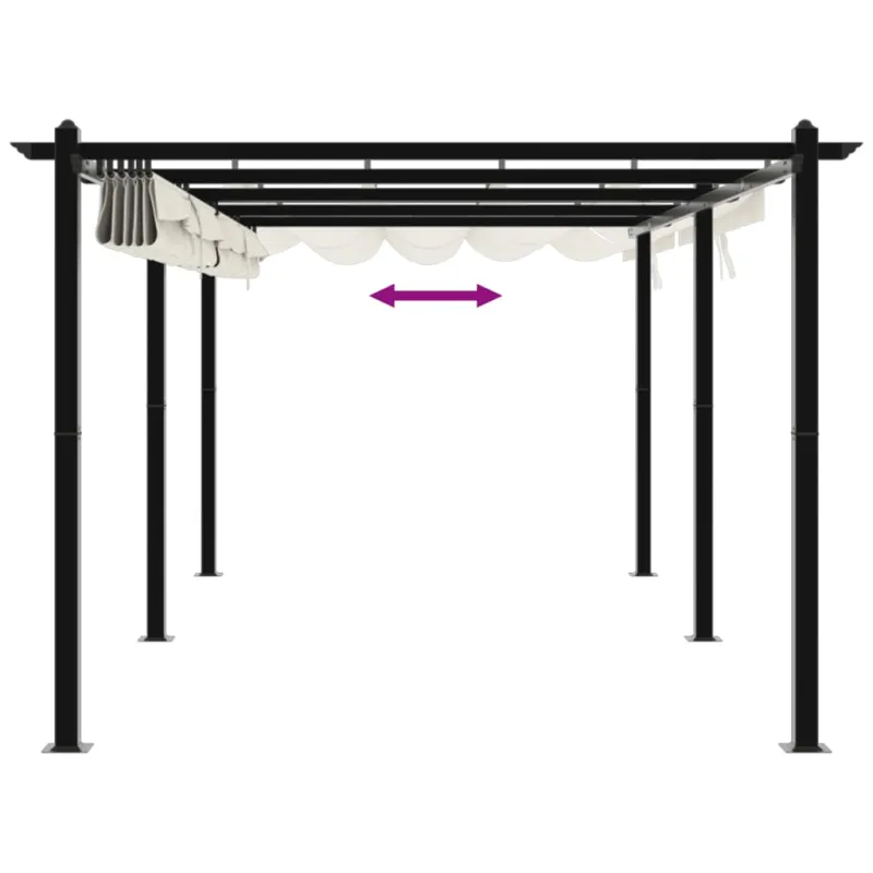 Sodo pavėsinė su ištraukiamu stogu, kreminės, 3x6m, aliuminis