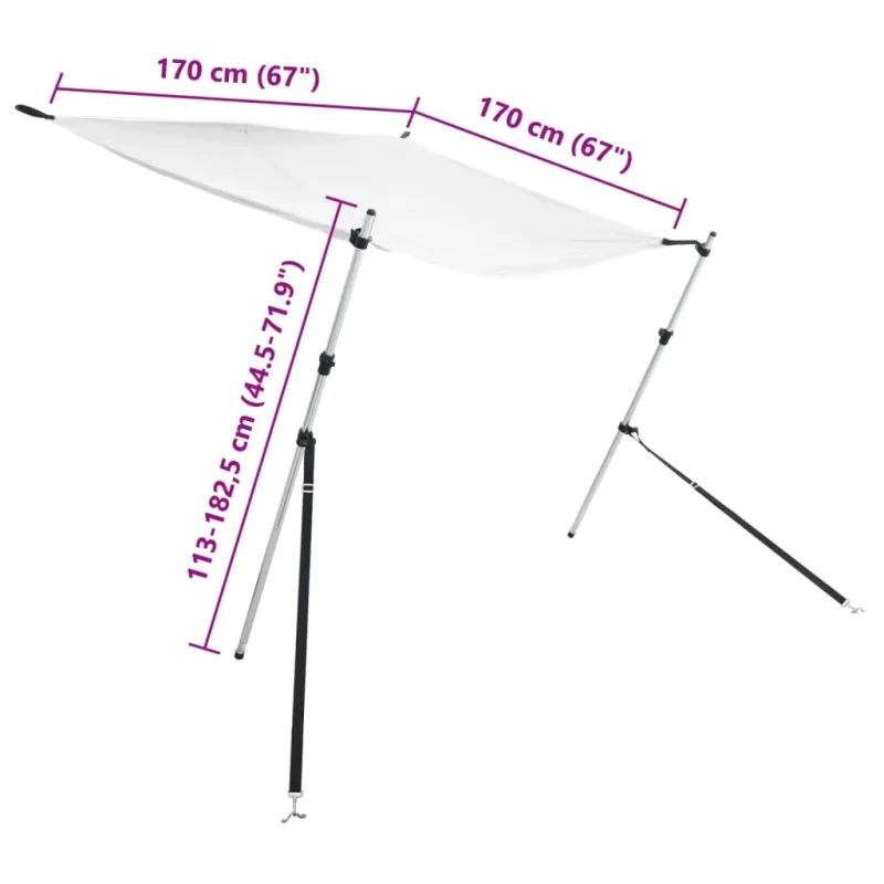 T uždangos prailginimo rinkinys, baltas, 170x170x(113-182,5)cm