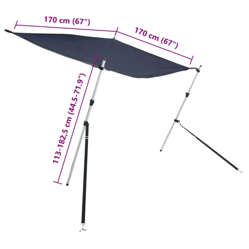 T uždangos prailginimo rinkinys, mėlynas, 170x170x(113-182,5)cm