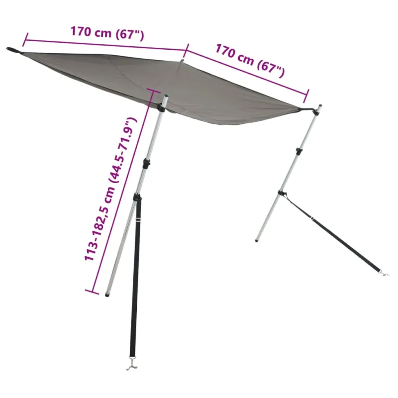 T tipo uždangos prailginimas, antracito, 170x170x(113-182,5)cm