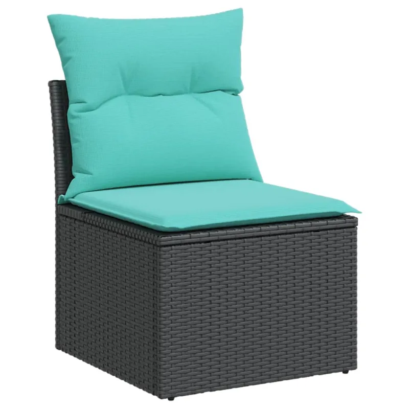 Sofoksen 9-os osainen setti, mukaan lukien tyynyt, musta, polyrattana