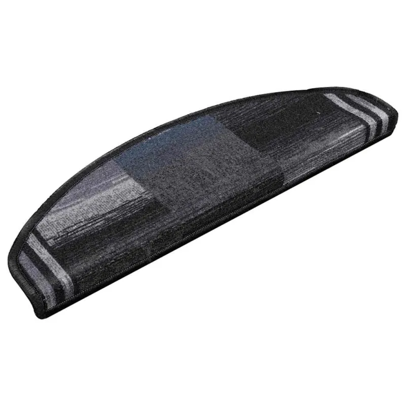 Lipnūs laiptų kilimėliai, 15vnt., juodas ir pilkas, 65x21x4cm