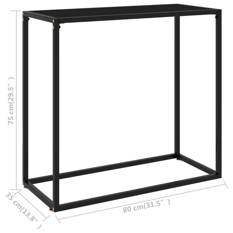 Konsolinis staliukas, juodas, 80x35x75cm, grūdintas stiklas