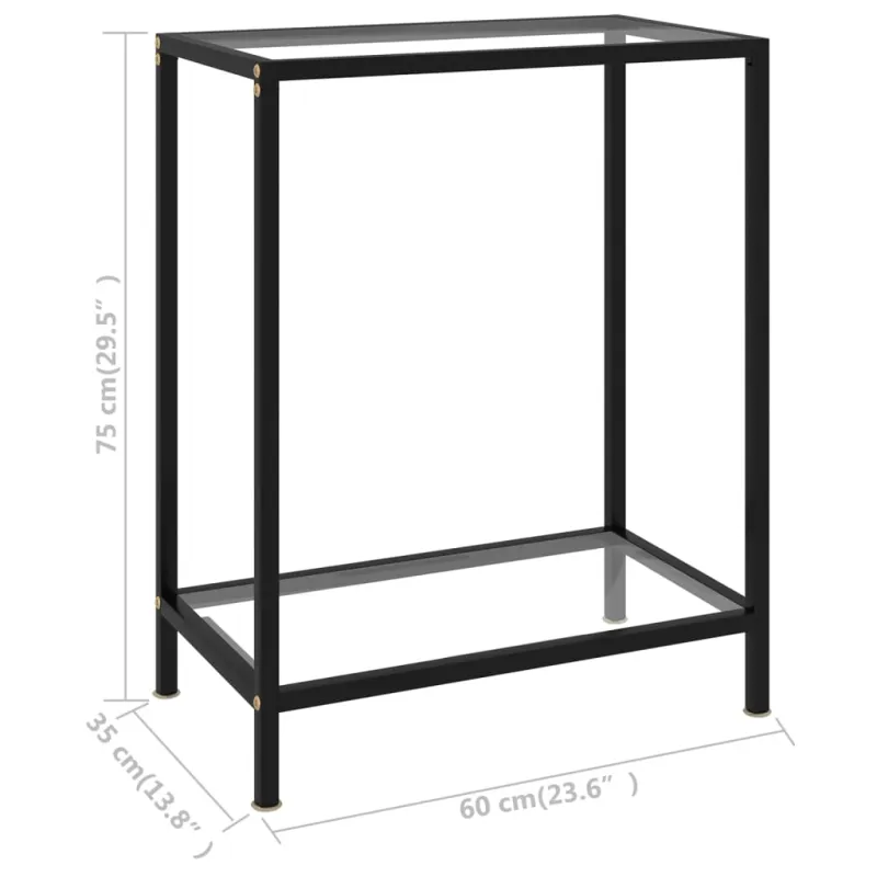 Konsolinis staliukas, skaidrus, 60x35x75cm, grūdintas stiklas