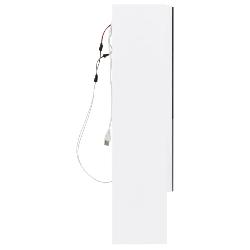 Veidrodinė vonios spintelė su LED, balta, 80x15x60cm, MDF