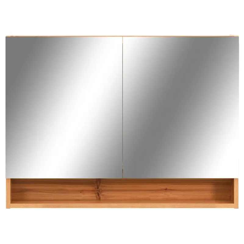 Veidrodinė vonios spintelė su LED, ąžuolo, 80x15x60cm, MDF